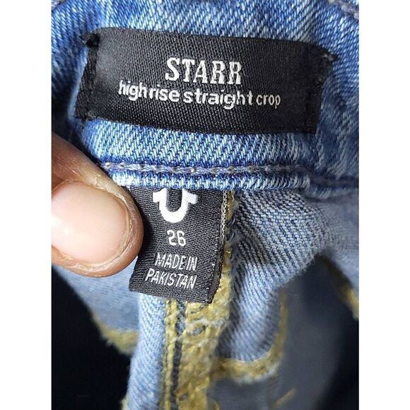 True Religion Jeans Womens Size 26 Starr High Rise Straight Crop Medium Wash Den - Picture 7 of 11